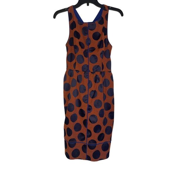 Maeve Dresses & Skirts - Maeve Anthropologie Women's Size 2 Orange Blue Polka Dot Sleeveless Sheath Dress